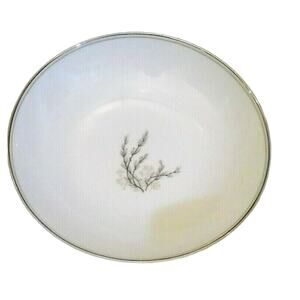 Noritake Coupe Soupe Bowl Candice Pussywillow White Silver Mid Century Mad Men